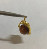 Vintage NOS 1960's 14K Goldstone Venturina 14mm Bead Pentagon Shape Spinner Pendant