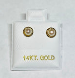 14 Karat Yellow Gold 4mm Genuine Freshwater Pearl Stud Earrings