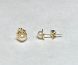 14 Karat Yellow Gold 4mm Genuine Freshwater Pearl Stud Earrings