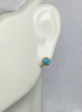 14 Karat Yellow Gold Simulated Turquoise Stud Earrings