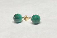 14 Karat Yellow Gold Genuine 6mm Malachite Stud Earrings