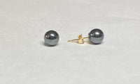 14 Karat Yellow Gold Genuine 6mm Hematite Stud Earrings