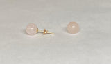 14 Karat Yellow Gold Genuine 6mm Rose Quartz Stud Earrings