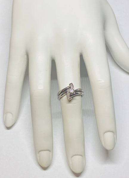 Vintage 1960's NOS 18 Karat White Gold and Genuine 0.10ct Diamond Bridal Set