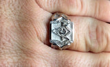 Sterling Silver & Genuine 0.15 Carat TW Diamond Masonic Lodge Ring