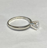 Vintage NOS 1960's Synthetic 6mm White Spinel Sterling Silver Solitaire Ring