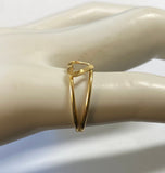 Vintage 1960's NOS 18K Yellow Gold Size 4.5 Heart Design Double Band Ring
