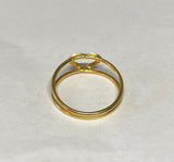 Vintage 1960's NOS 18K Yellow Gold Size 4.5 Heart Design Double Band Ring