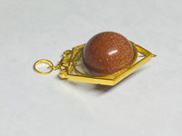 Vintage NOS 1960's 14K Goldstone Venturina 14mm Bead Pentagon Shape Spinner Pendant