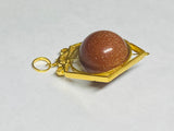 Vintage NOS 1960's 14K Goldstone Venturina 14mm Bead Pentagon Shape Spinner Pendant