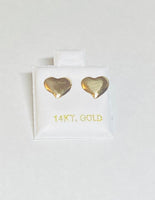 14 Karat Yellow Gold Heart Stud Earrings