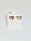 14 Karat Yellow Gold Heart Stud Earrings