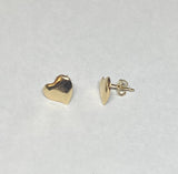 14 Karat Yellow Gold Heart Stud Earrings