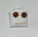 14 Karat Yellow Gold "Venturina" Brown Goldstone Sunburst Design Stud Earrings