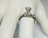 Vintage 1960's NOS 18 Karat White Gold and Genuine 0.25ctw Diamond Solitaire Ring