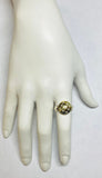 Vintage NOS 1980's 18 Karat Yellow Gold and Sterling Silver Band Genuine 0.27 ctw Diamond Circle Ring