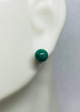 14 Karat Yellow Gold Genuine 6mm Malachite Stud Earrings