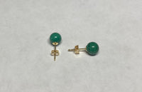 14 Karat Yellow Gold Genuine 6mm Malachite Stud Earrings