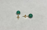 14 Karat Yellow Gold Genuine 6mm Malachite Stud Earrings