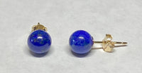 14 Karat Yellow Gold Genuine 6mm Lapis Lazuli Stud Earrings