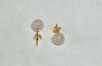 14 Karat Yellow Gold Genuine 6mm Rose Quartz Stud Earrings