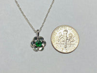 Sterling Silver and Genuine Gemstone (Emerald, Ruby or Sapphire) Buttercup Pendant with 18" Loose Rope Chain