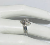 Vintage 1960's NOS 18 Karat White Gold and Genuine 0.10ct Diamond Bridal Set