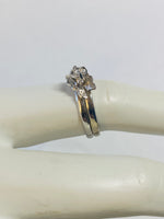 Vintage 1960's NOS 18 Karat White Gold and Genuine 0.10ct Diamond Bridal Set