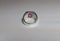 Sterling Silver Cushion Red Spinel 10K Masonic Lodge Emblem Ring