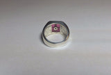 Sterling Silver Cushion Red Spinel 10K Masonic Lodge Emblem Ring