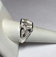 Sterling Silver & Genuine 0.15 Carat TW Diamond Masonic Lodge Ring