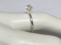 Vintage NOS 1960's Synthetic 6mm White Spinel Sterling Silver Solitaire Ring