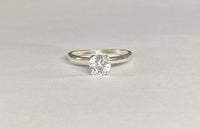 Vintage NOS 1960's Synthetic 6mm White Spinel Sterling Silver Solitaire Ring