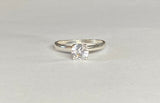 Vintage NOS 1960's Synthetic 6mm White Spinel Sterling Silver Solitaire Ring