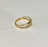 Vintage 1960's NOS 18K Yellow Gold Size 4.5 Heart Design Double Band Ring
