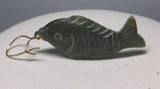 Vintage 1960's NOS 14 Karat Yellow Gold and Genuine Nephrite Jade Hand-carved 3-D Fish Dangle Earrings