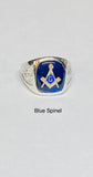 Sterling Silver and 10K Yellow Gold 14 x 12mm (Onyx, Red or Blue Spinel) Masonic Ring