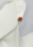 14 Karat Yellow Gold "Venturina" Brown Goldstone Sunburst Design Stud Earrings