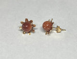 14 Karat Yellow Gold "Venturina" Brown Goldstone Sunburst Design Stud Earrings