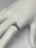 Vintage 1960's NOS 18 Karat White Gold and Genuine 0.10ct Diamond Solitaire Ring