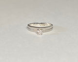 Vintage 1960's NOS 18 Karat White Gold and Genuine 0.10ct Diamond Solitaire Ring