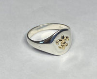 Sterling Silver & 14K Fleur-De-Lis Emblem Signet Ring