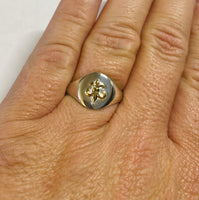 Sterling Silver & 14K Fleur-De-Lis Emblem Signet Ring