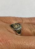 Sterling Silver & 14K Fleur-De-Lis Emblem Signet Ring