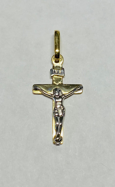 14 Karat Two-tone Gold INRI Crucifix Pendant