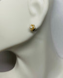 14 Karat Yellow Gold 4mm Genuine Freshwater Pearl Stud Hexagon Design Earrings