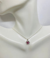 Sterling Silver and Genuine Gemstone (Emerald, Ruby or Sapphire) Buttercup Pendant with 18" Loose Rope Chain