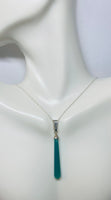 Sterling Silver and Genuine Green Onyx 2" Pendant with 18" Necklace