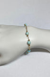 14 Karat Yellow Gold Filled and Genuine 6mm Turquoise Filigree Plaque 8.5" Bracelet