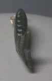 Vintage 1960's NOS 14 Karat Yellow Gold and Genuine Nephrite Jade Hand-carved 3-D Fish Dangle Earrings